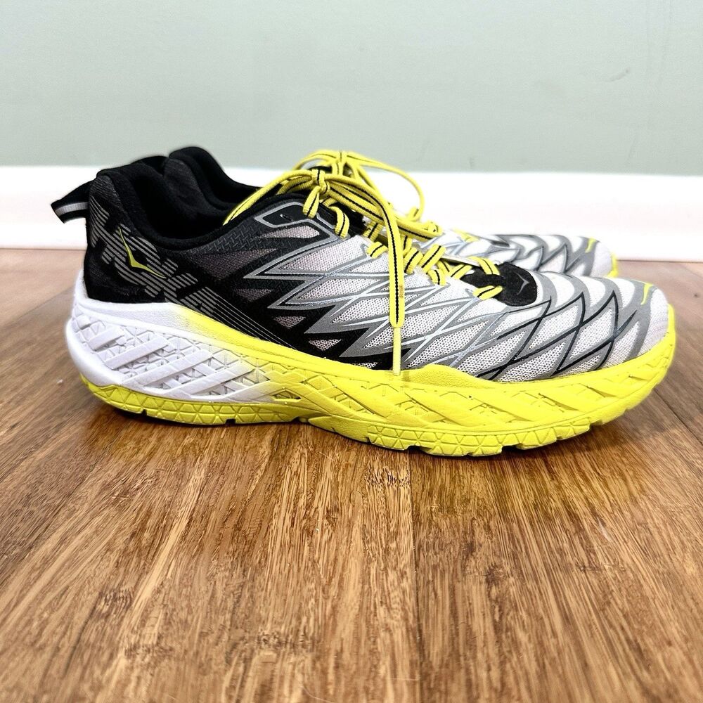 Hoka One One Clayton 2 Shoes Mens 8.5 Black Yellow Speed Running Sneakers